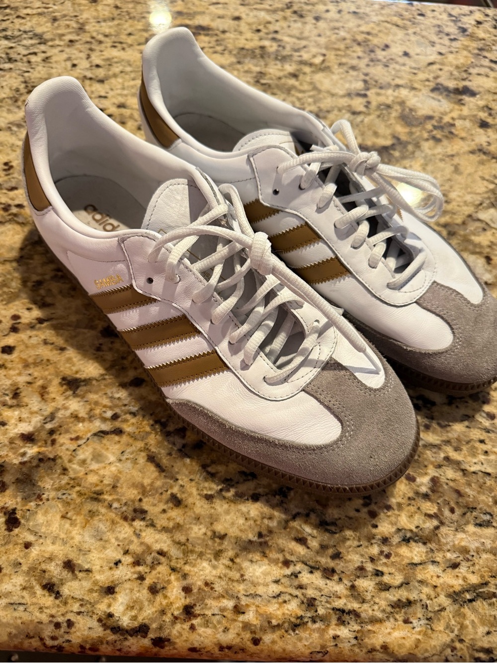 adidas Leather samba Sneakers with camel - gold color Stripes men’s 11